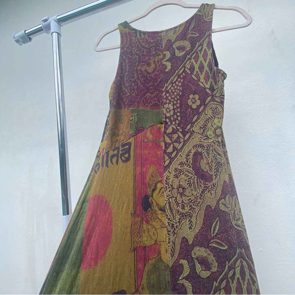 Y2K Desigual Multicolor Indian Print Asymmetrical MIDI Dress Size Small - Picture 7 of 10